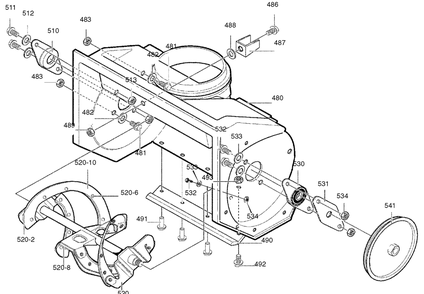 Auger Housing Diagram and Parts List for 620301X54NC 2004 Briggs and Stratton Snow Blower